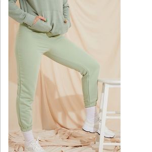 Sage green fitted sweatpants